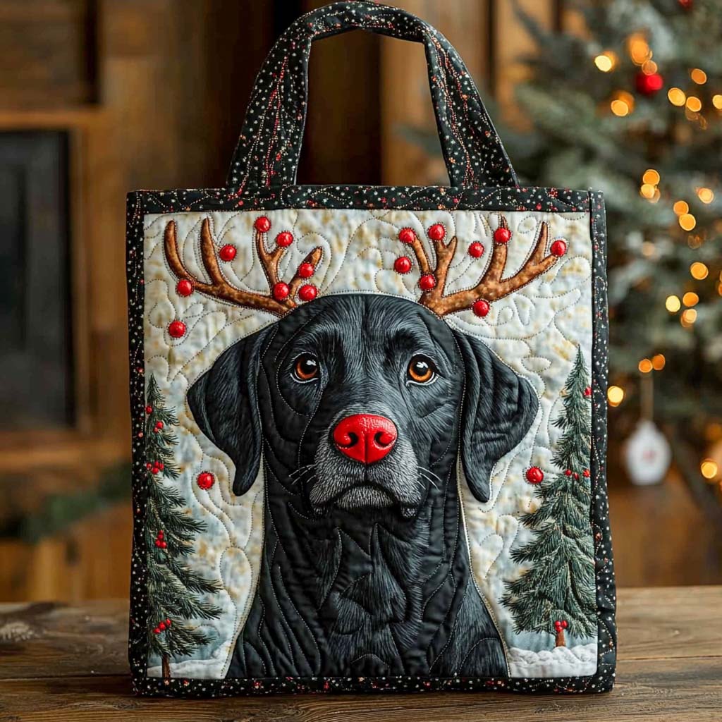 Rudolph Lab Quilted Tote Bag Funny Gift For Dog Owner