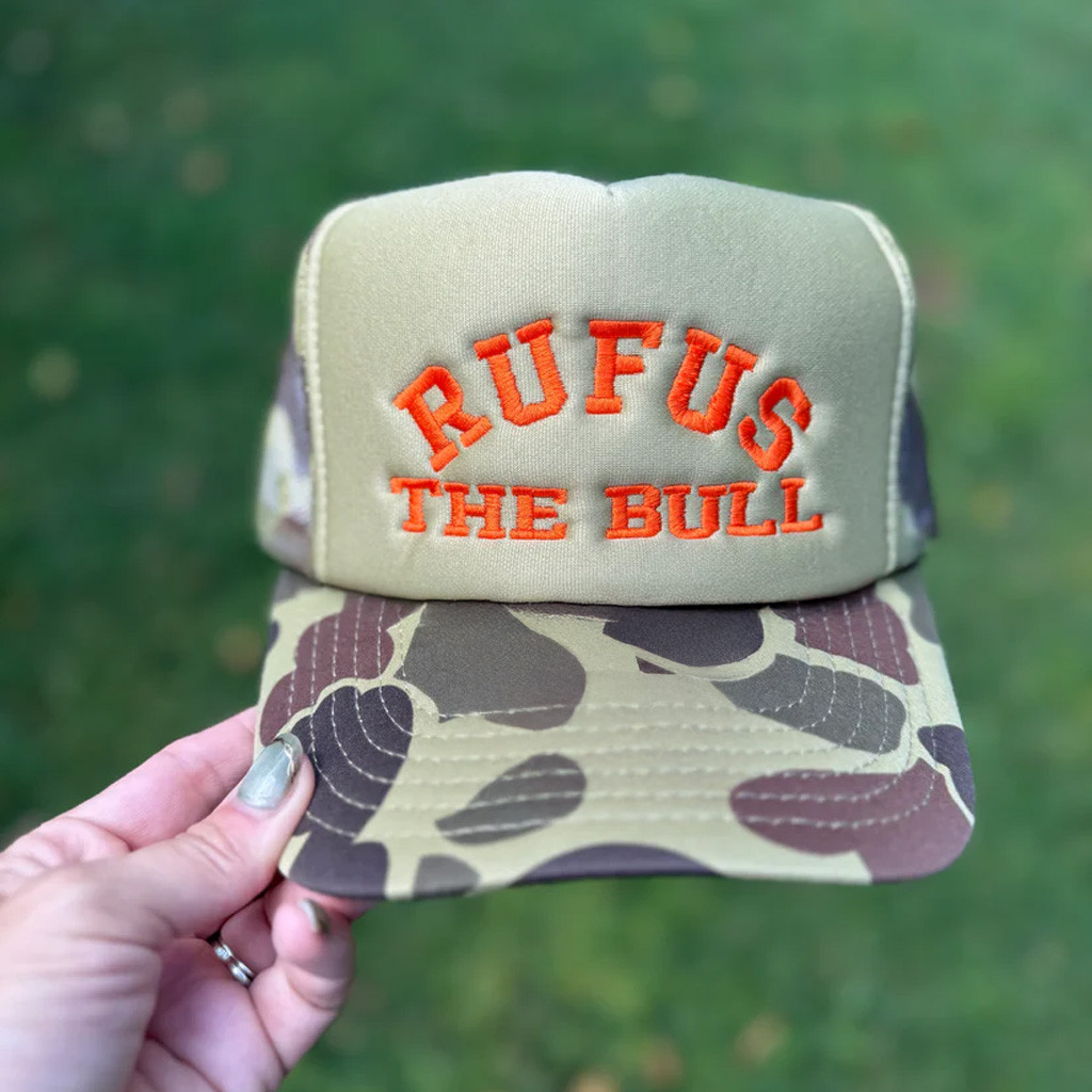 Rufus The Bull Merch Rufus The Bull Camo Embroidered Hat Gifts Ideas For Friend