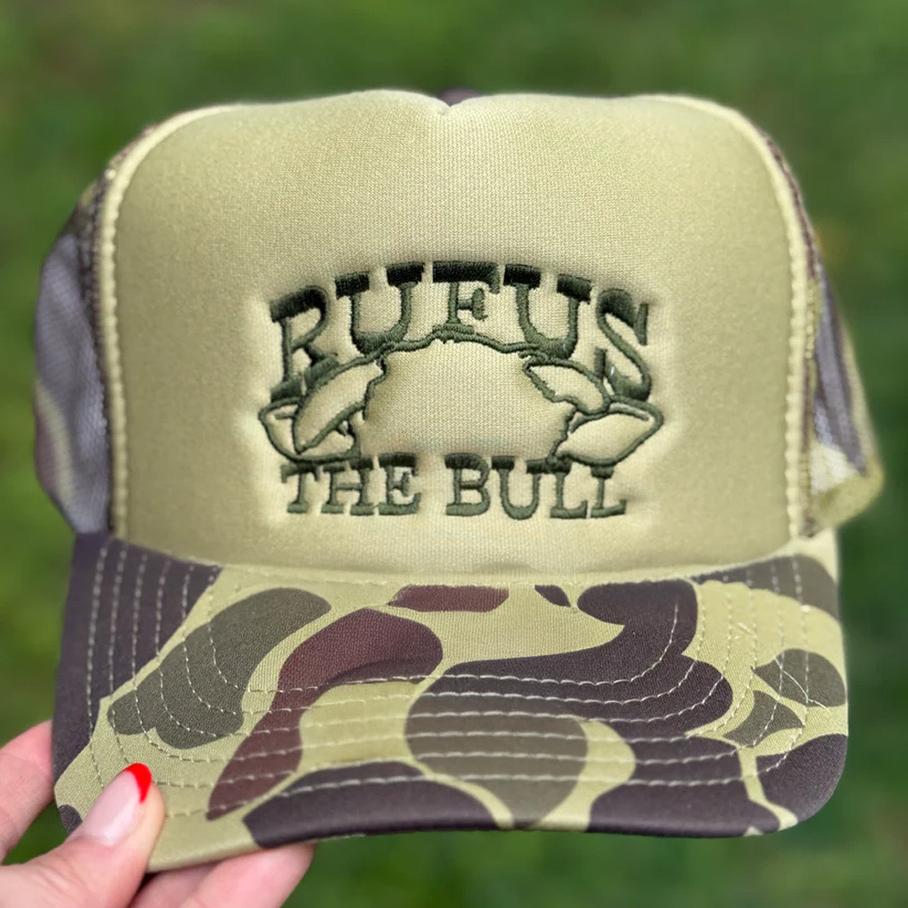 Rufus The Bull Merch Rufus The Bull Camo Trucker Hat Embroidered Best Gifts For Dad
