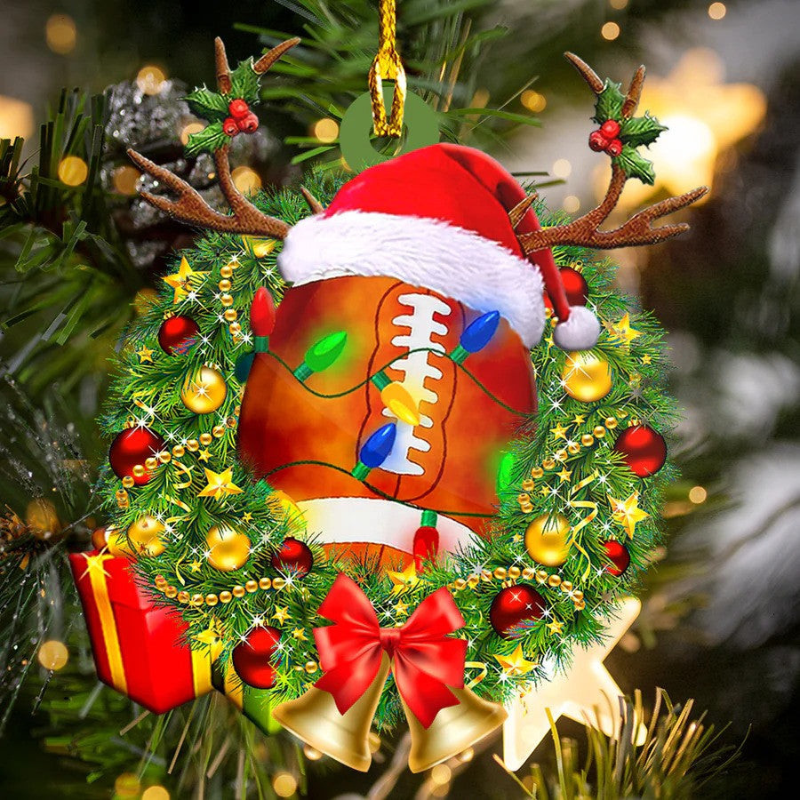 Rugby Christmas Ornament Acrylic Rugby Hat Ornament for Rugby Lovers