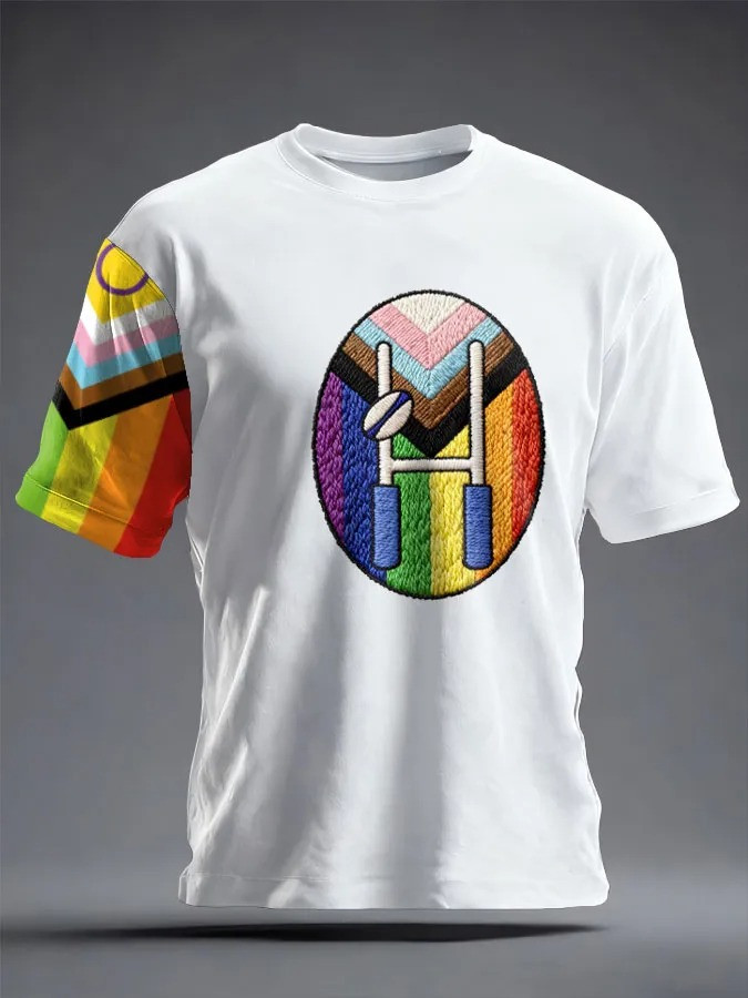 Rugby Pride T-Shirt Rainbow Inclusive Fan Gear Inclusive Sport Clothing Gift For Rugby Supporters