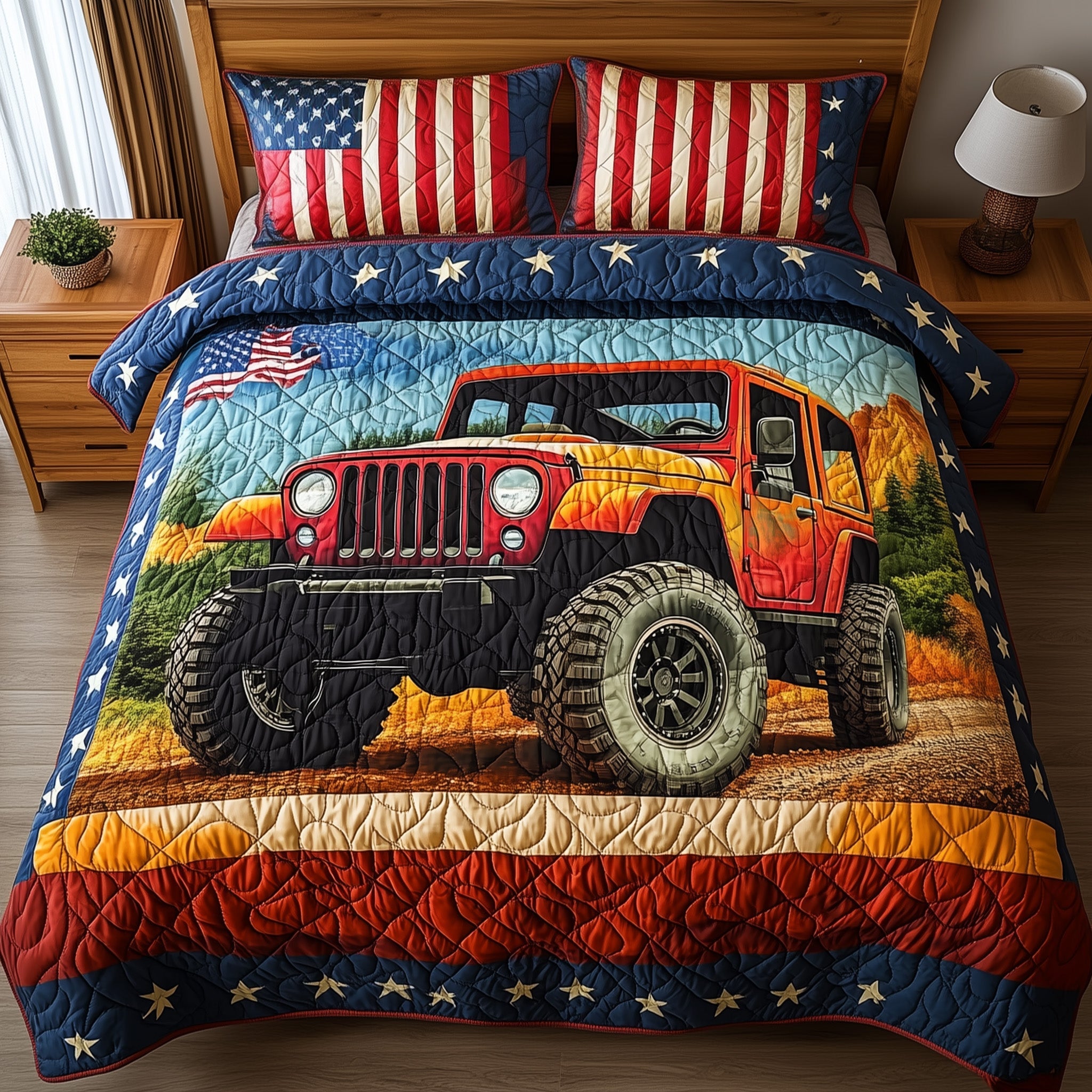 Rugged Adventure Quilted Bedding Set Duvet Cover Merchandise Camping Themed Birthday Gifts