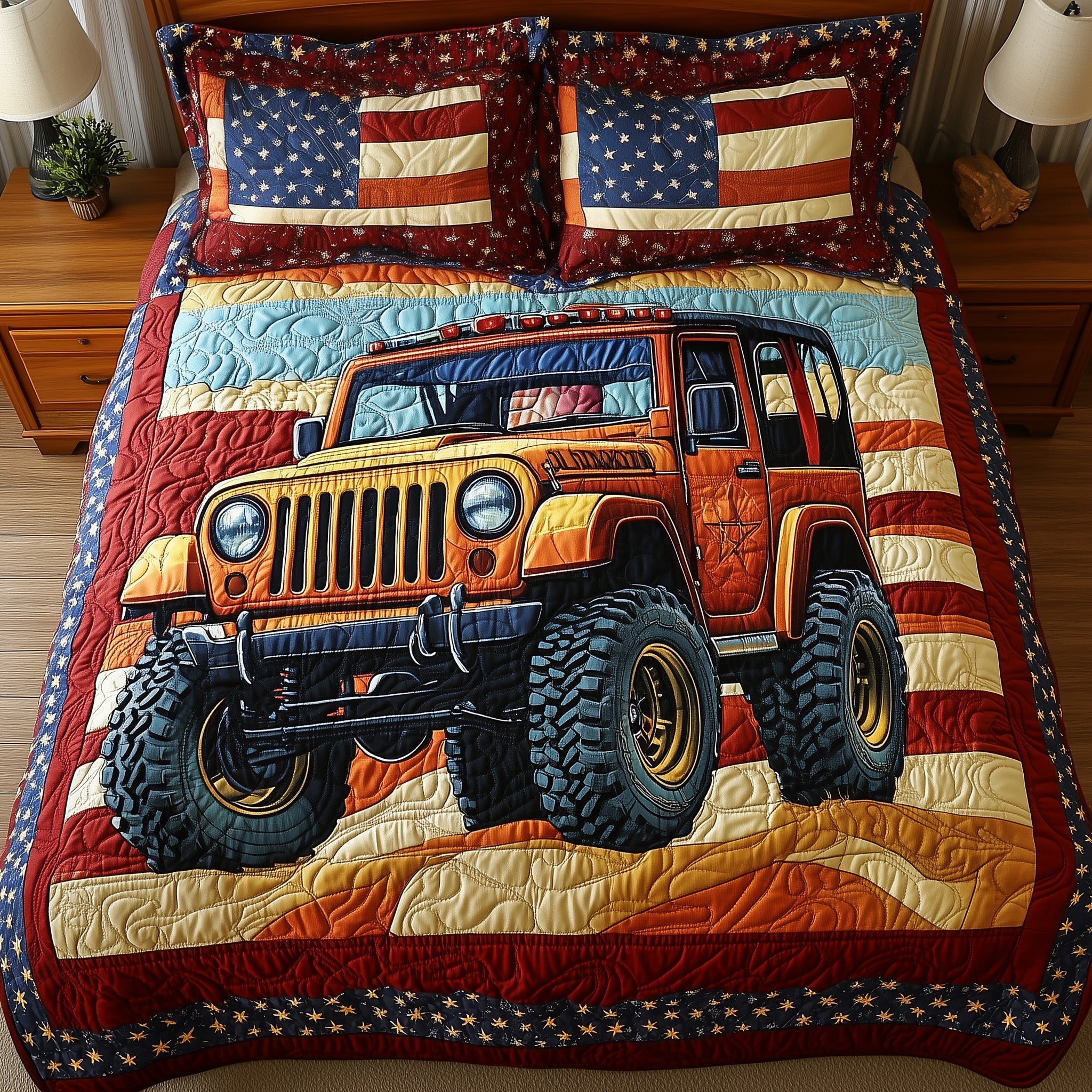 Rugged Adventure Quilted Bedding Set Duvet Cover Merchandise Novelty Camping Gifts For Him