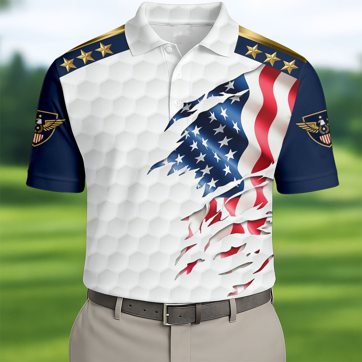 Rugged American Flag Polo Shirt US Patriot Apparel Great Father's Day Gifts