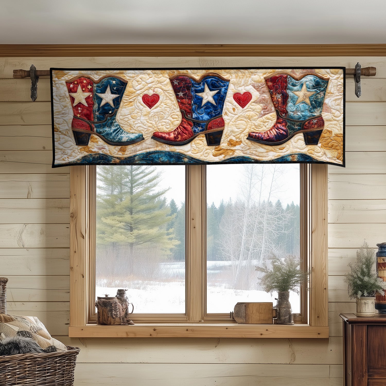 Rugged Patriot Style Quilted Valance Patriotic Valances Meaningful Gifts For Dad From Daughter