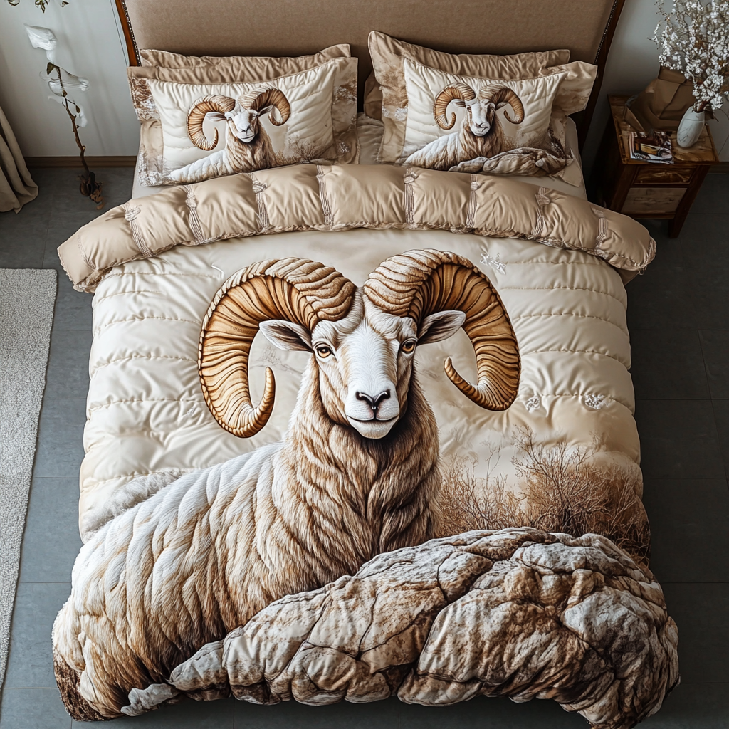 Rugged Peaks Quilted Bedding Set Unique Bed Sheet Set Sheep Novelty Gifts