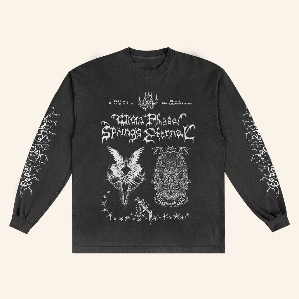 Run For Cover Records Merch Wicca Phase Springs Eternal Silver Angel Long Sleeve Shirt Run For Cover Records Merch Wicca Phase Springs Eternal Silver Angel Long Sleeve Shirt