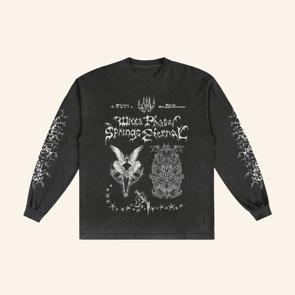 Run For Cover Records Merch Wicca Phase Springs Eternal Silver Angel Long Sleeve Shirt Fans Gifts Run For Cover Records Merch Wicca Phase Springs Eternal Silver Angel Long Sleeve Shirt Fans Gifts