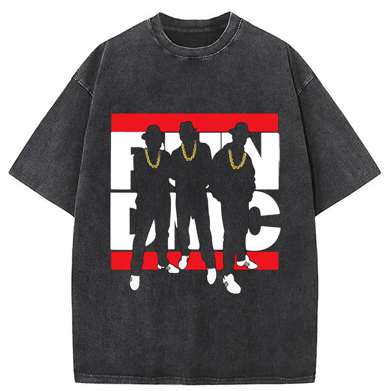 Run Silhouette Band Washed T-Shirt Casual Oversized Outfit Style Gifts For Brother