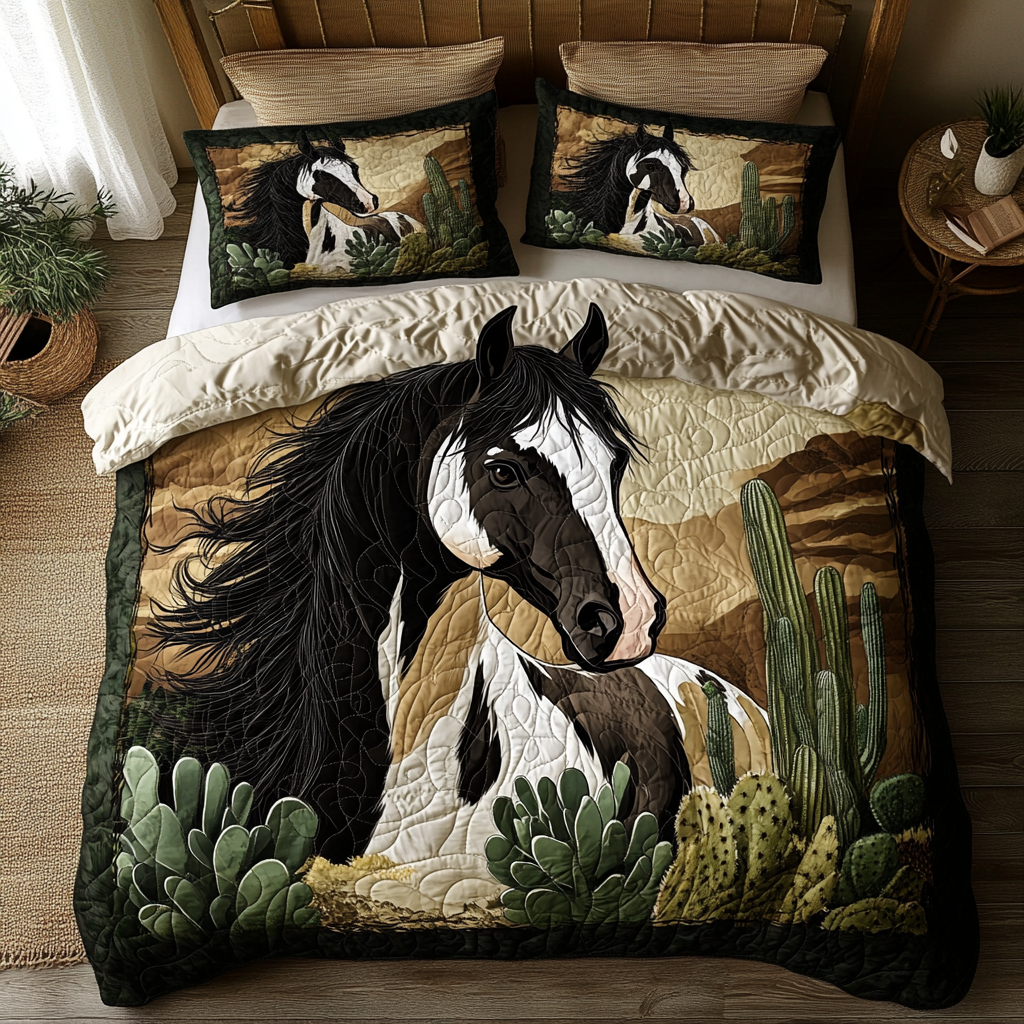 Run Wild Quilted Bedding Set Bed Decorations Retirement Gifts For Horse Lovers