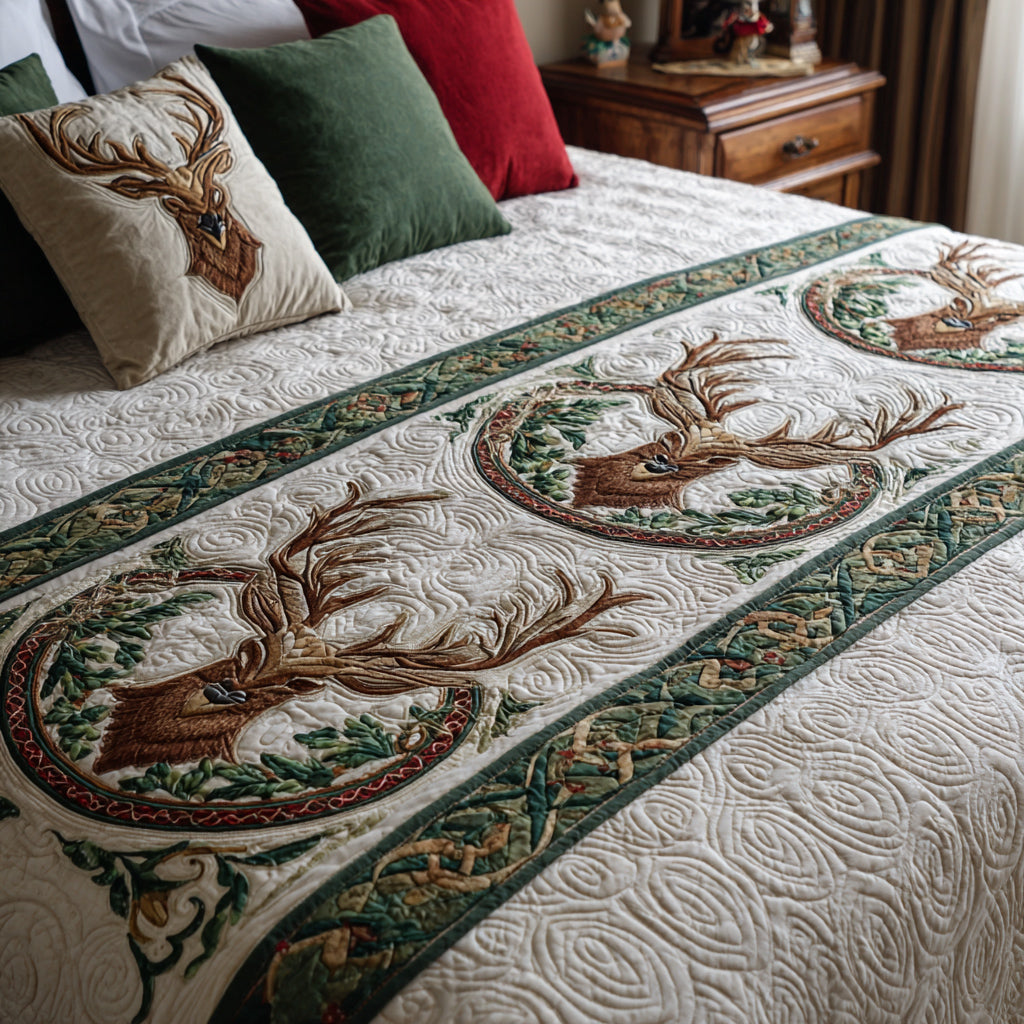 Runeword Glyph Quilted Bed Runner Bed Decorations Christmas Gifts For Deer Hunters