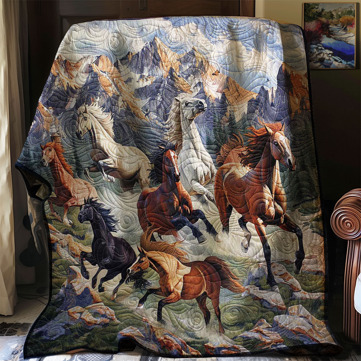 Running Horse Quilt Blanket Large Sofa Throws Mother's Day Gifts For New Moms
