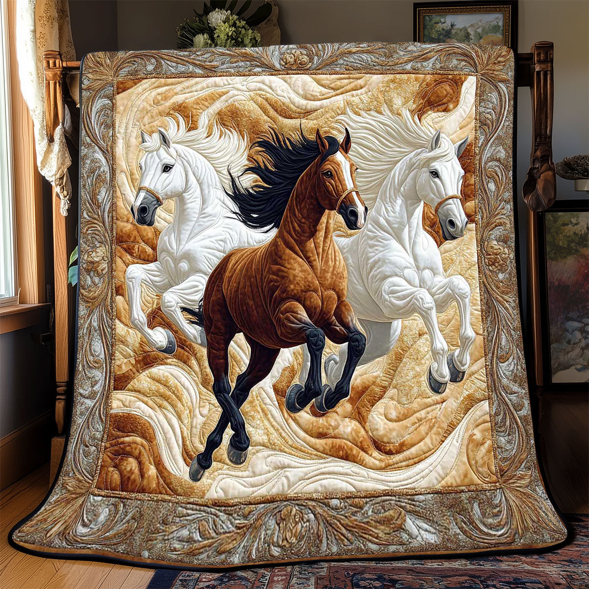 Running Horses Quilt Blanket Bedroom Decor Warmful Gifts For Horse Lovers