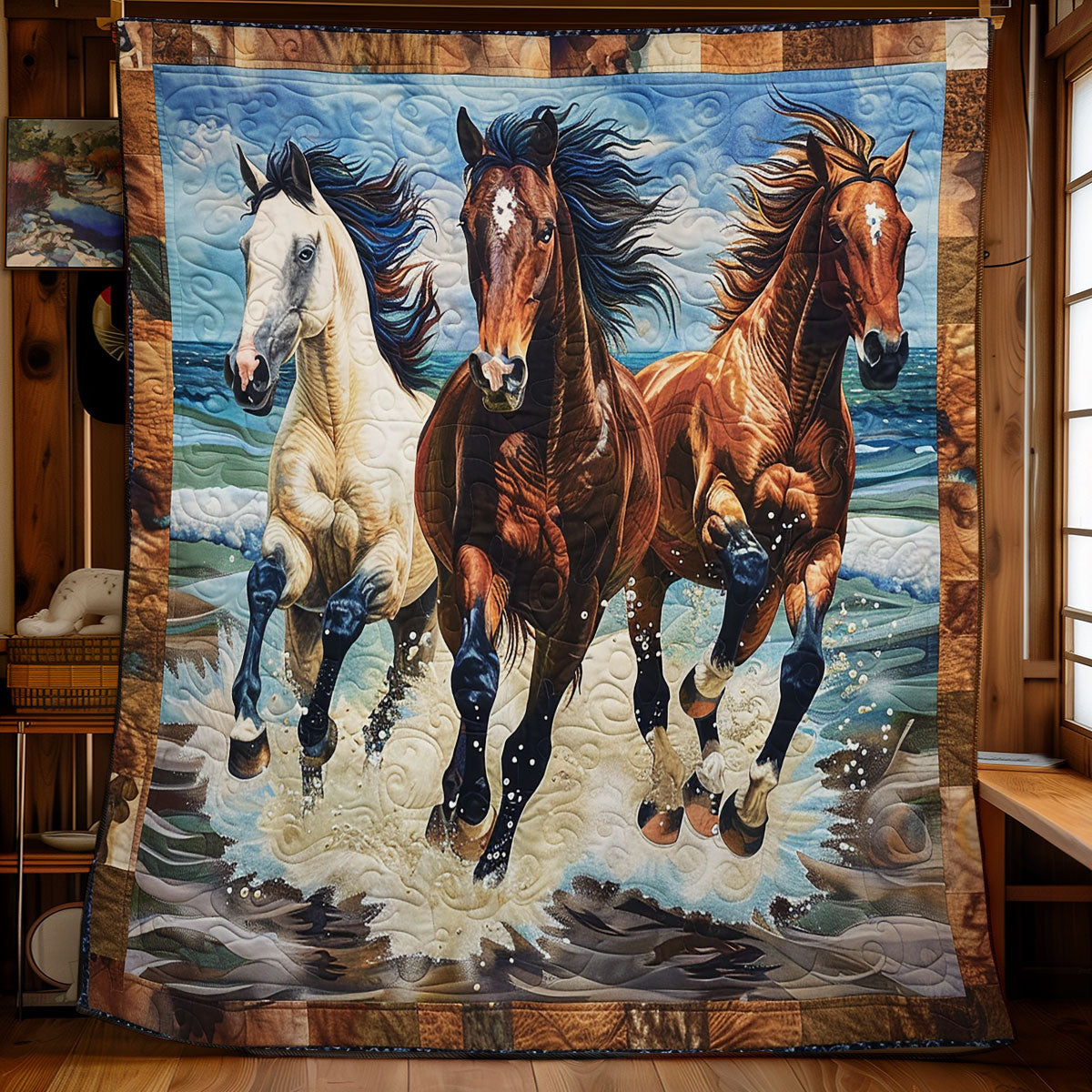 Running Horses Quilt Blanket Christmas Blanket Christmas Gifts For Horse Lovers