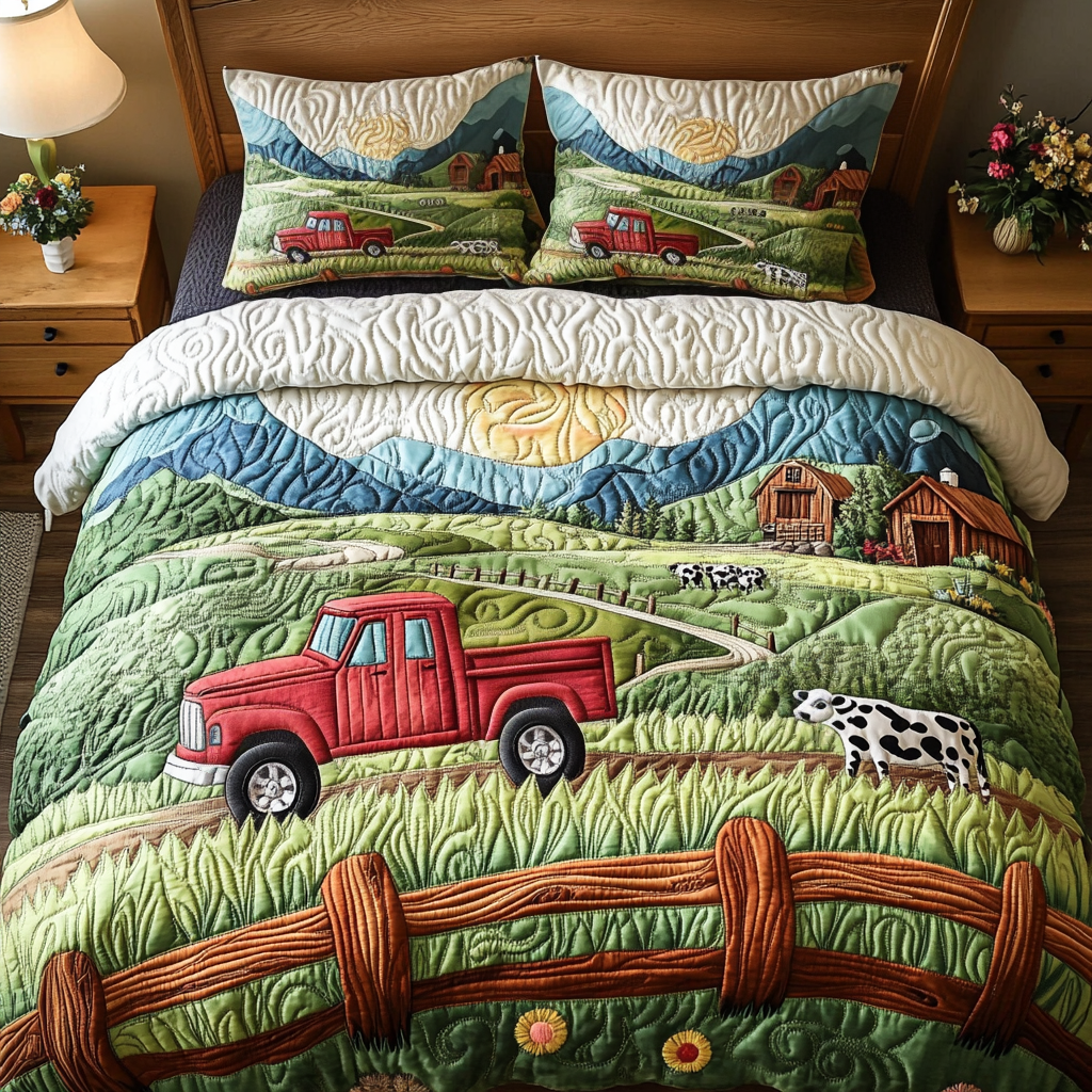 Rural Vibes Quilted Bedding Set Ultra-Soft Bedding Set for a Hotel-Like Experience