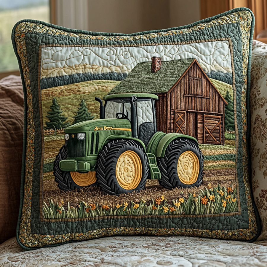 Rural Wheels Quilted Pillow Case Decorative Pillow Covers Tractor Gifts For Men