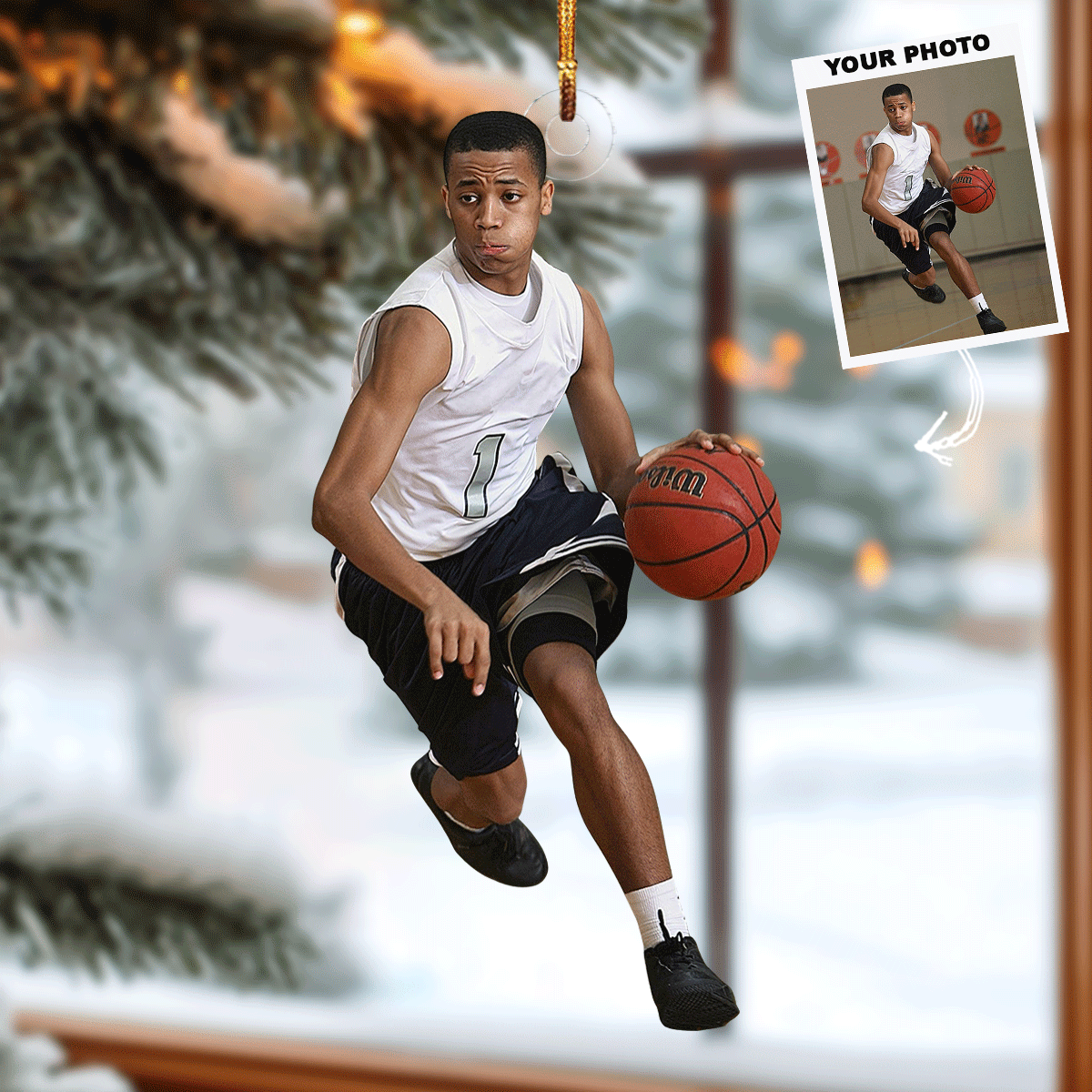 Rush Personalized Photo Mica Ornament Gift For Basketball Lovers Family Members