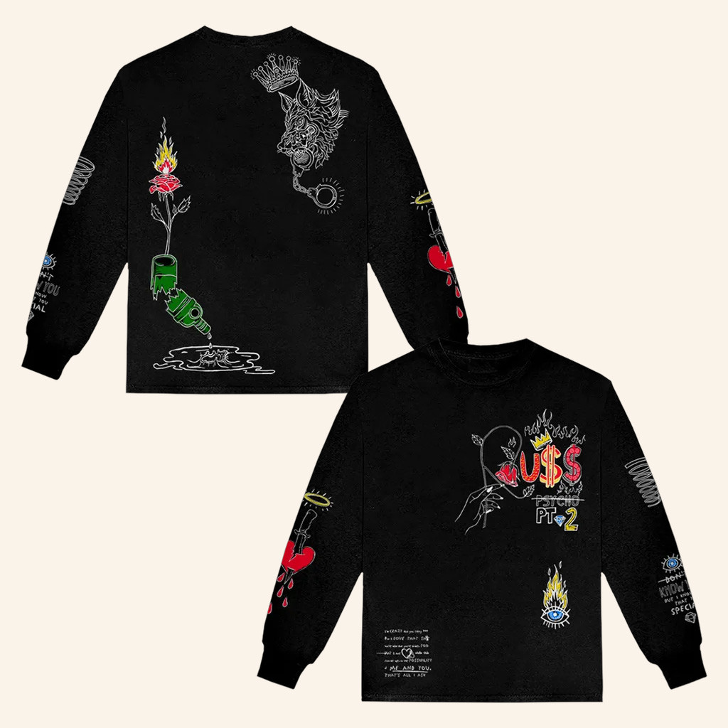 Russ Merch Psycho Pt 2 Long Sleeve T-Shirt Gifts For Rapper Fans Russ Merch Psycho Pt 2 Long Sleeve T-Shirt Gifts For Rapper Fans