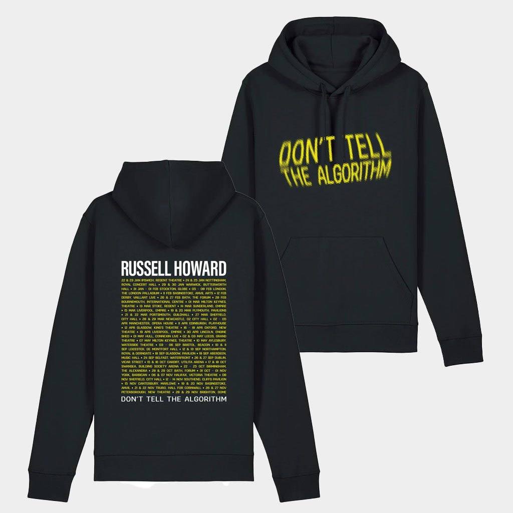 Russell Howard Shore Merch Russell Howard Tour Hoodie Don't Tell The Algorithm Hoodie Gifts-1 Russell Howard Shore Merch Russell Howard Tour Hoodie Don't Tell The Algorithm Hoodie Gifts-1