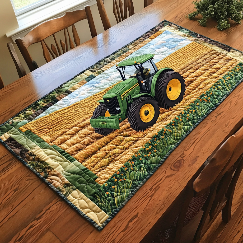 Rustic Acres Quilted Table Runner Farmhouse Table Runner Good Gifts For Dads