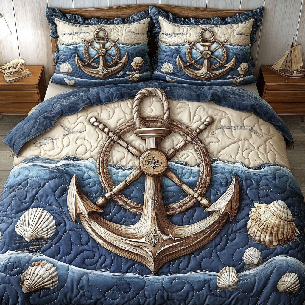 Rustic Anchor Quilted Bedding Set Christmas Bedding Duvet Cover Marine Anchor Gifts