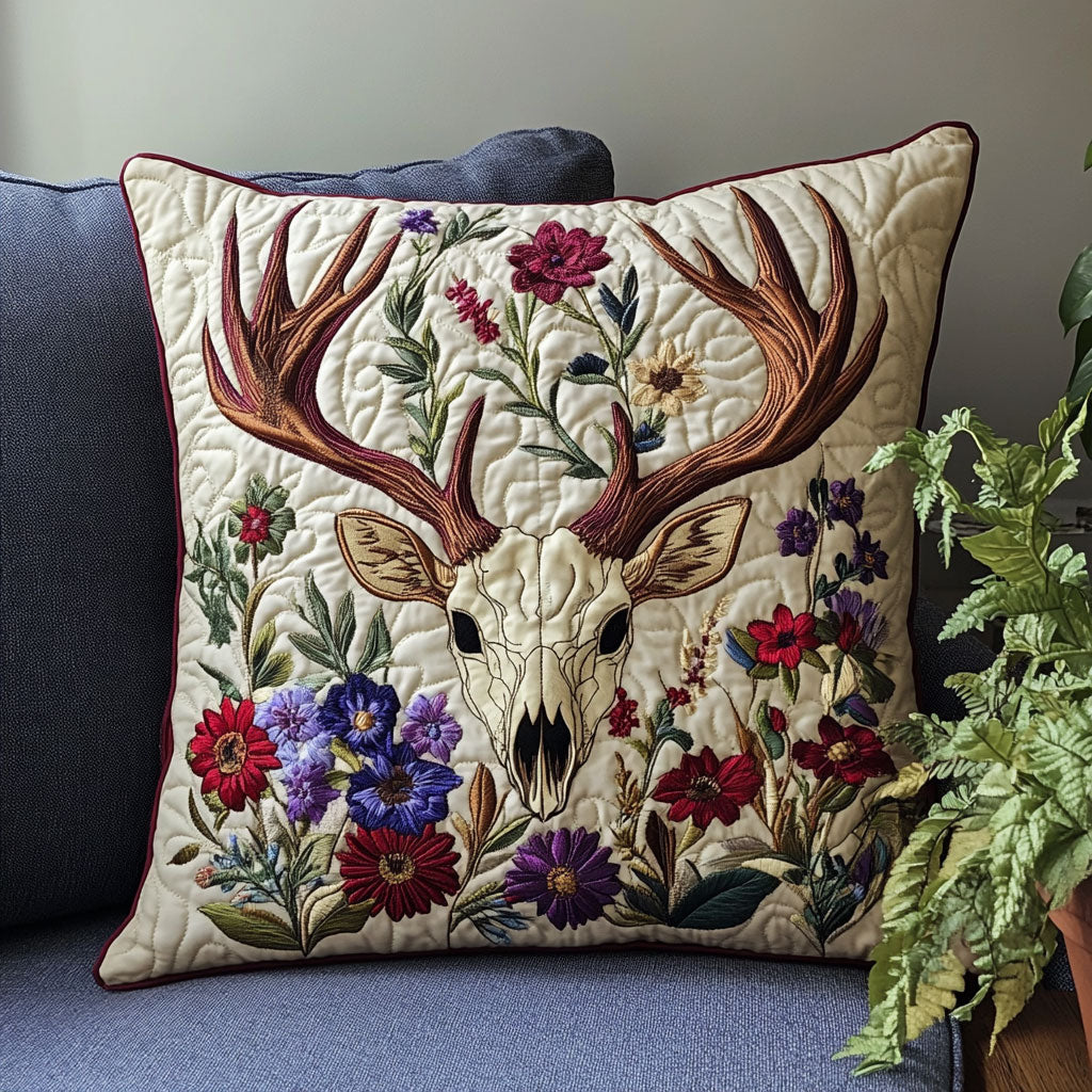 Rustic Antlers Quilt Pillow Case Elegant Pillow Case Set for Bedroom Decoration
