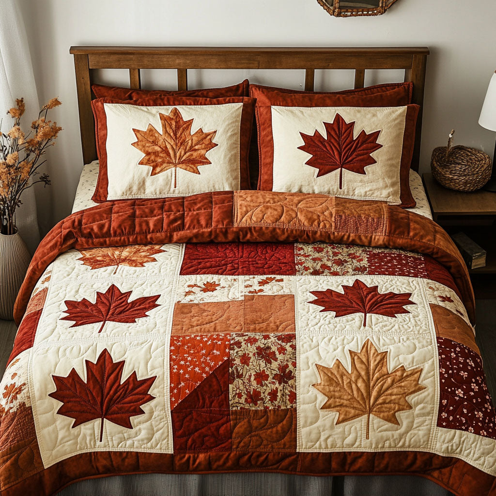 Rustic Autumn Patchwork Quilted Bedding Set Autumn Sheet Set Best Family Gifts