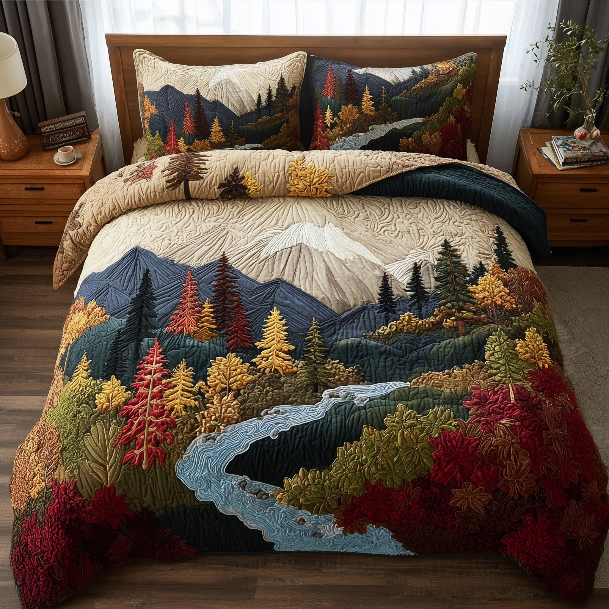 Rustic Autumn Quilted Bedding Set Anniversary Gift