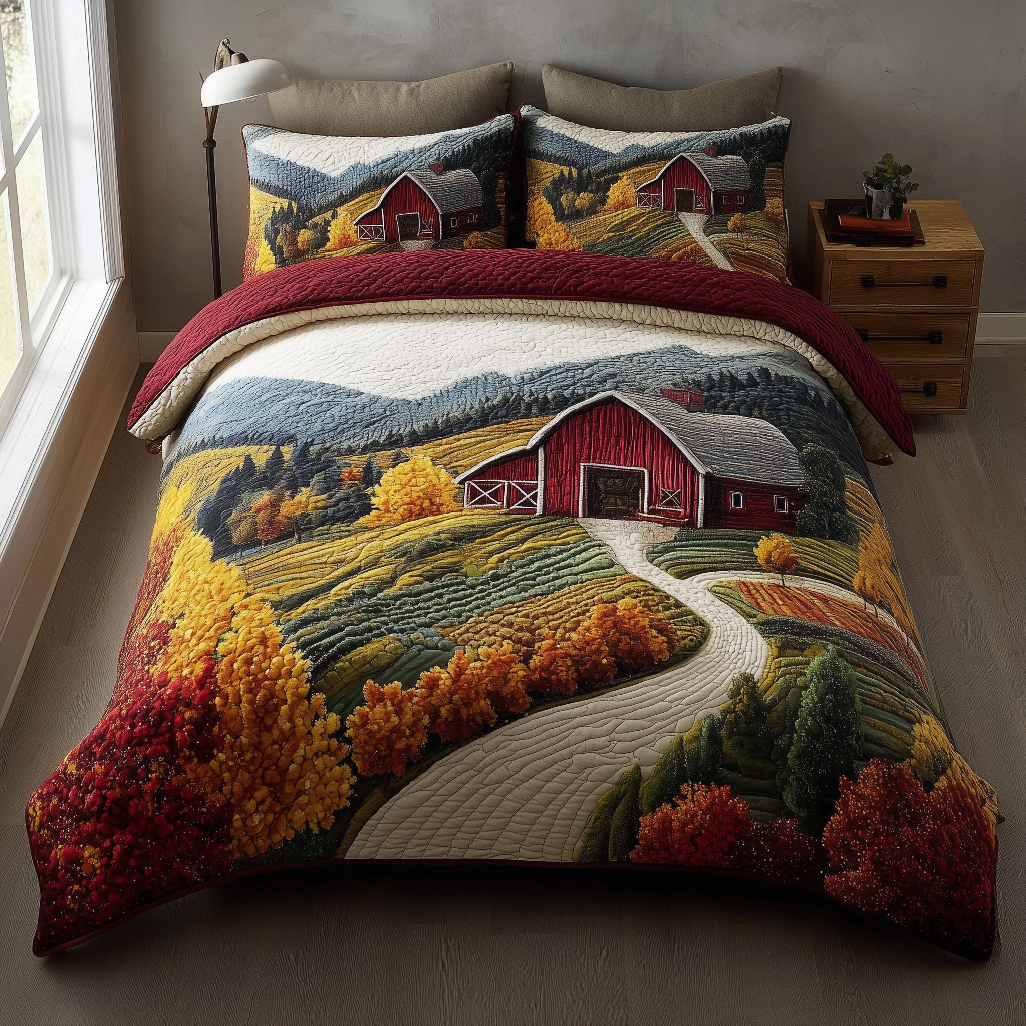Rustic Autumn Quilted Bedding Set Stylish Home Decor