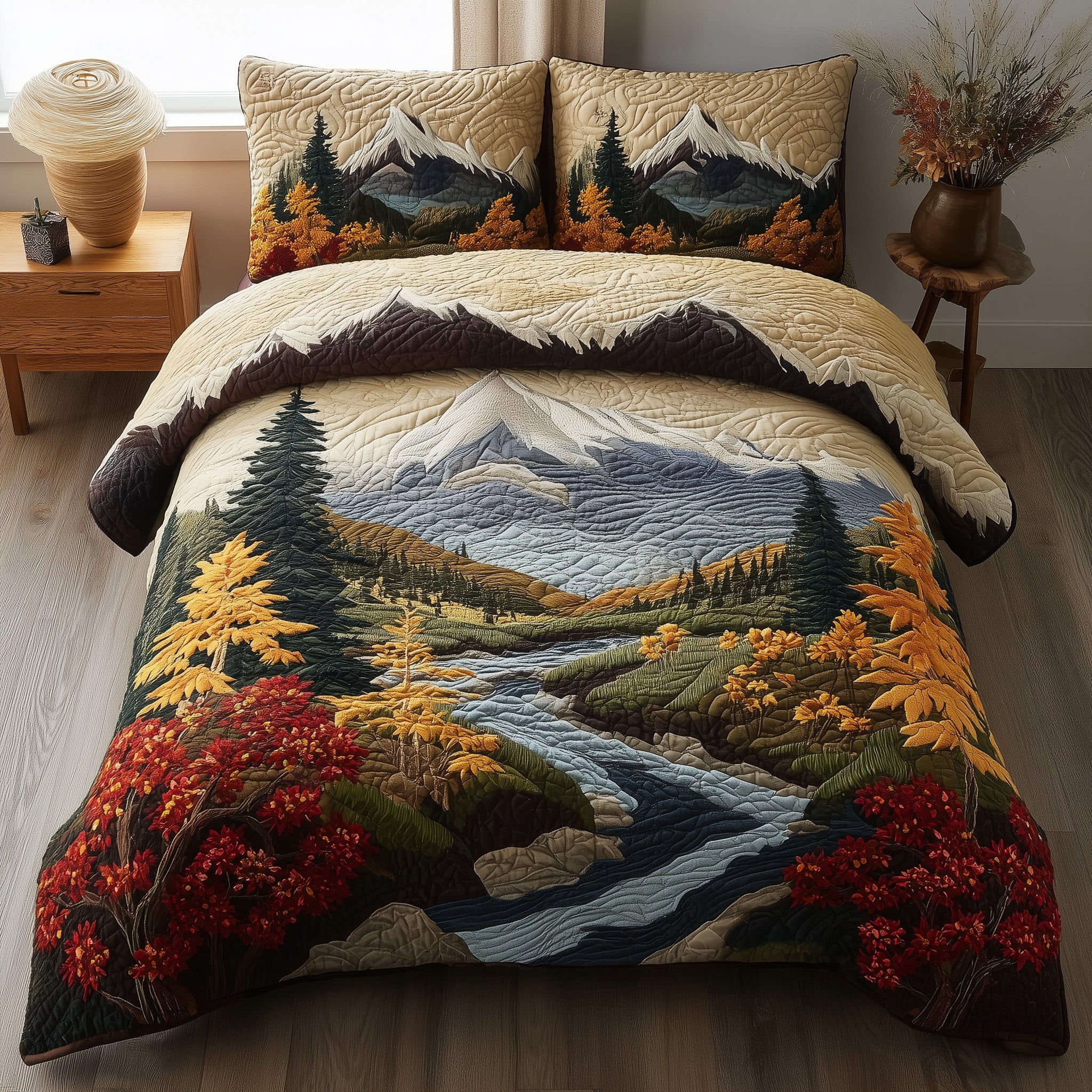Rustic Autumn Quilted Bedding Set Wedding Gift