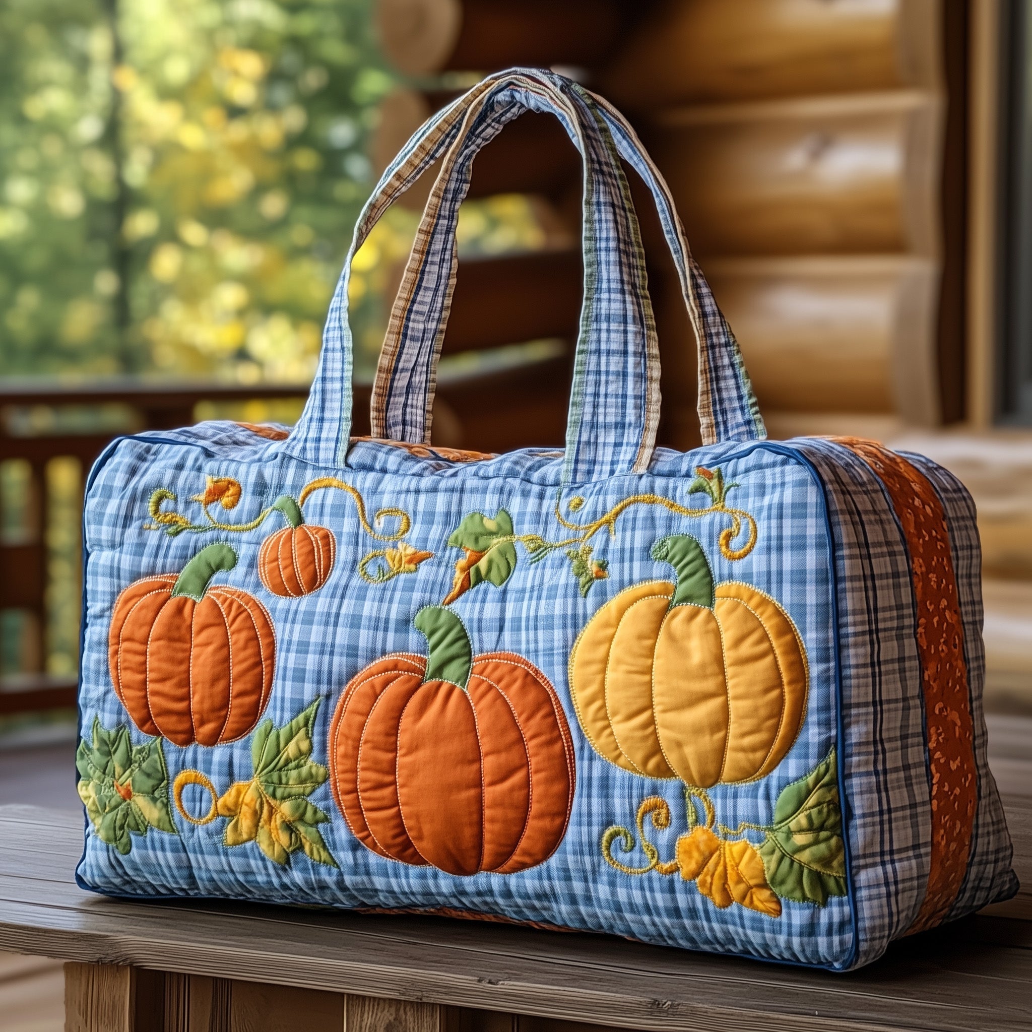 Rustic Autumn Quilted Duffle Bag Anniversary Gift Idea