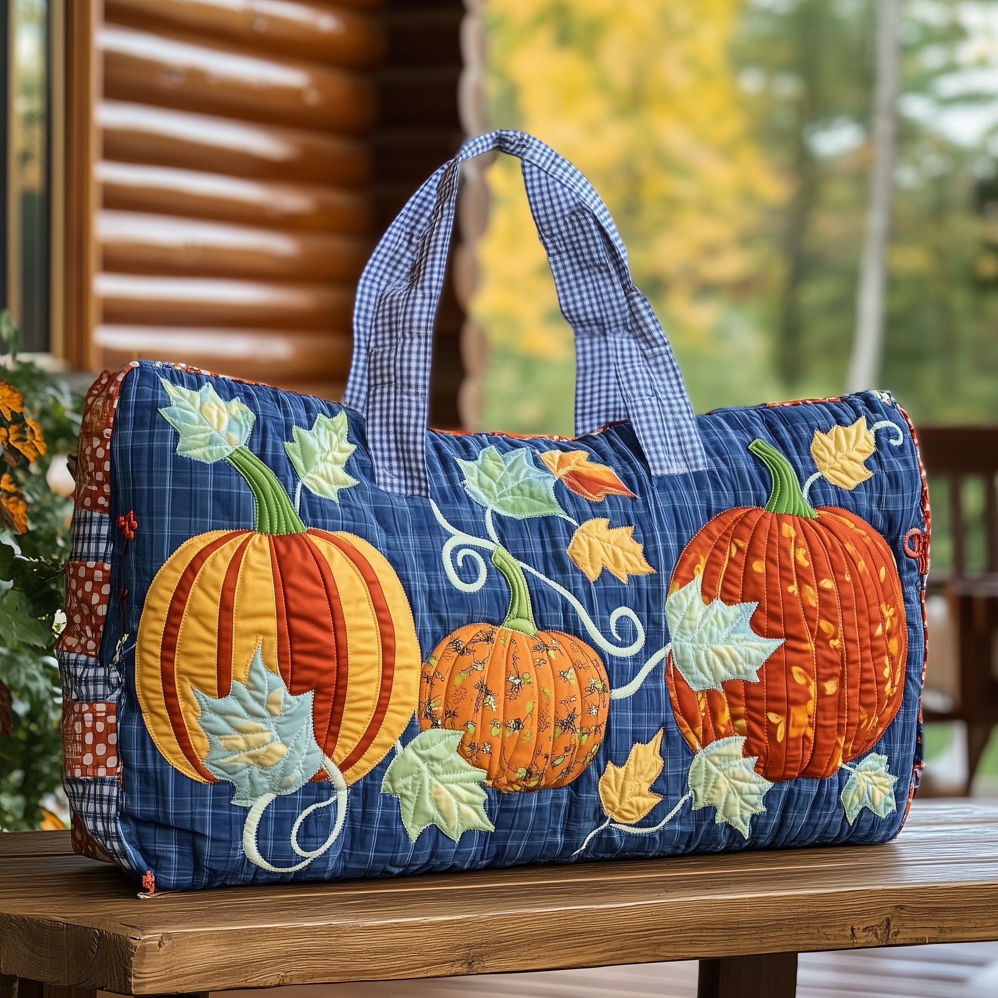 Rustic Autumn Quilted Duffle Bag Gift For Her