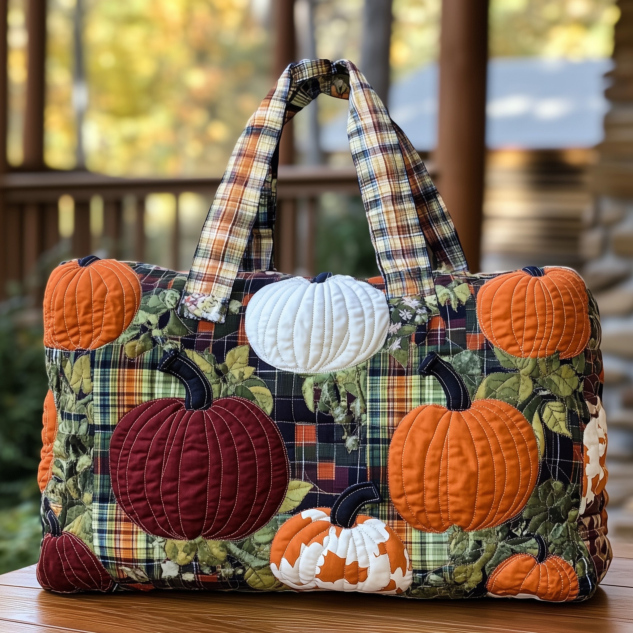 Rustic Autumn Quilted Duffle Bag Gift For Him