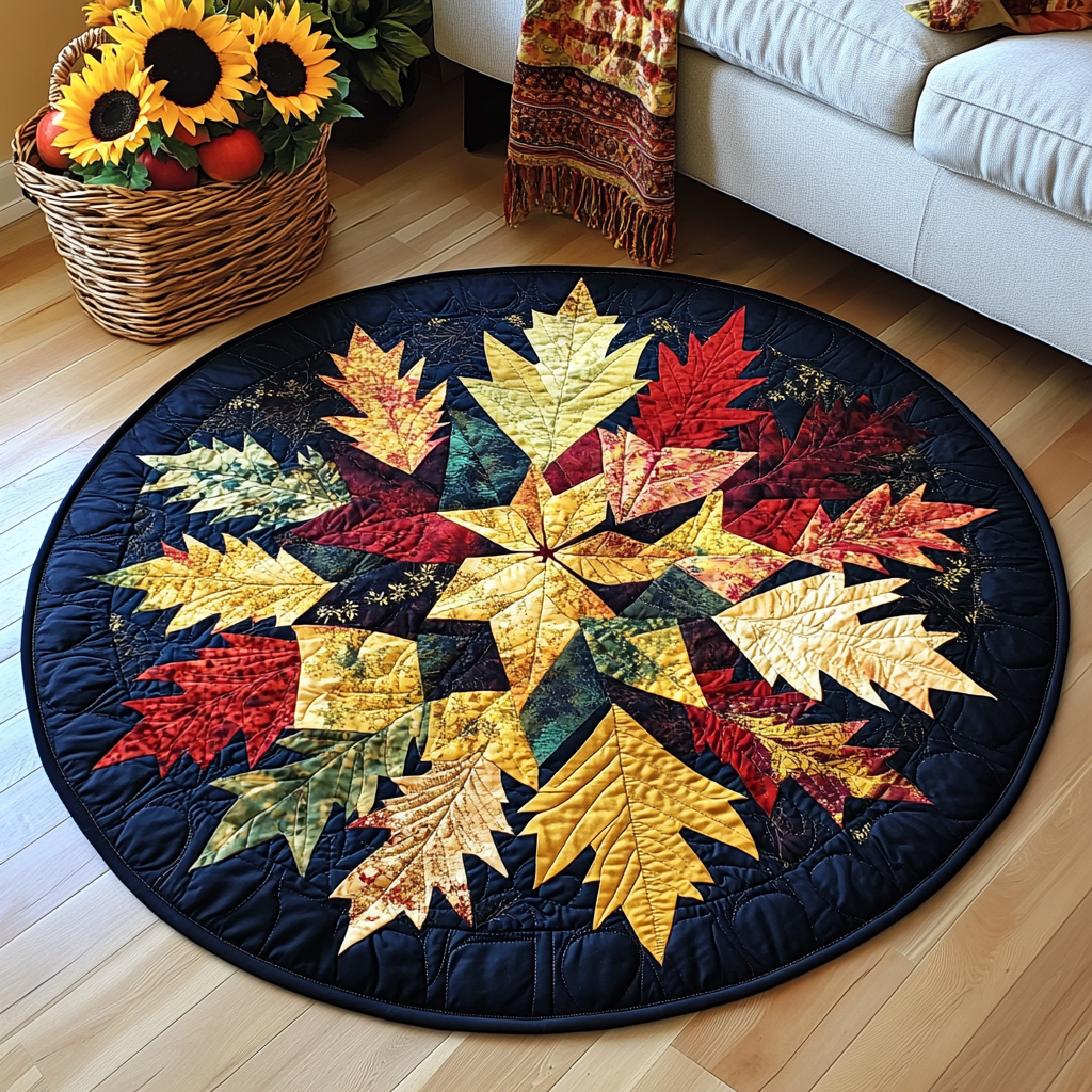 Rustic Autumn Quilted Round Mat Front Entryway Ideas Good Family Christmas Presents
