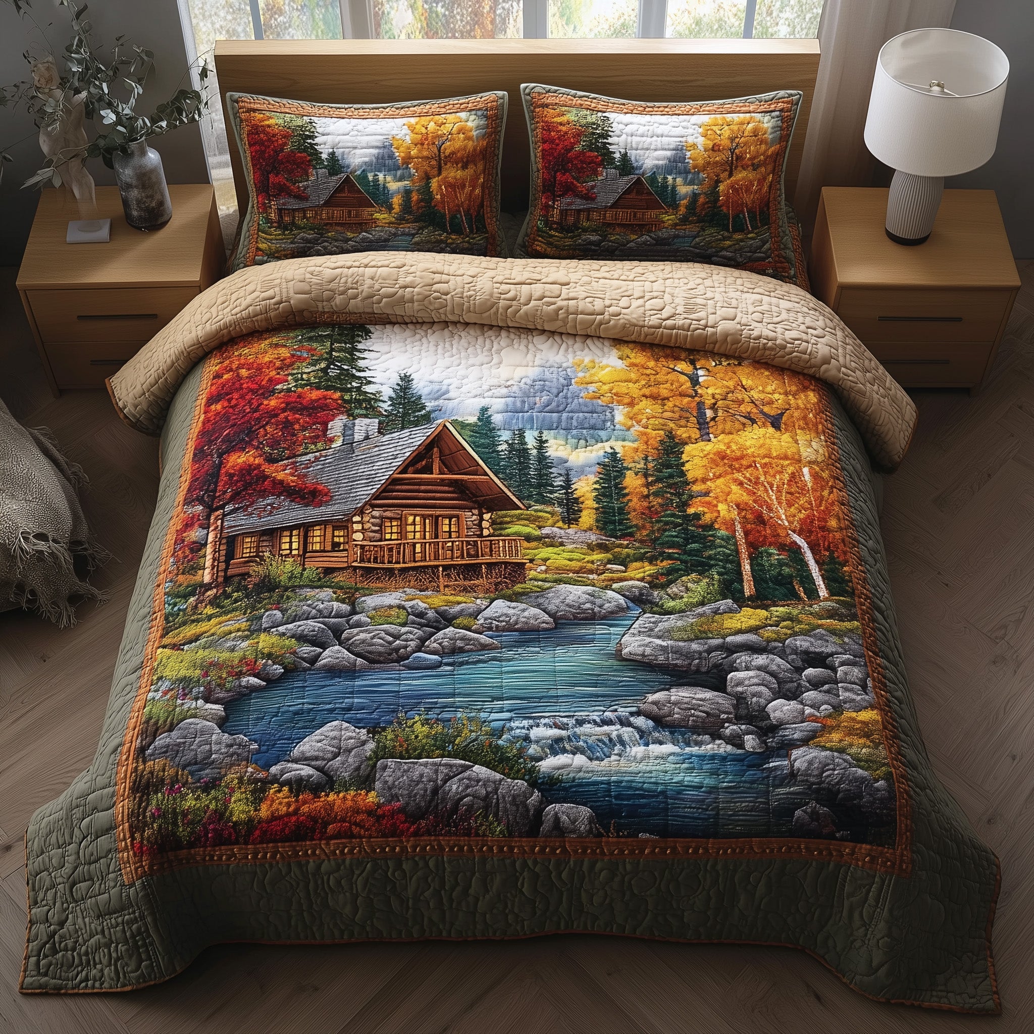 Rustic Autumn Retreat Quilted Bedding Set Elegant Bedding