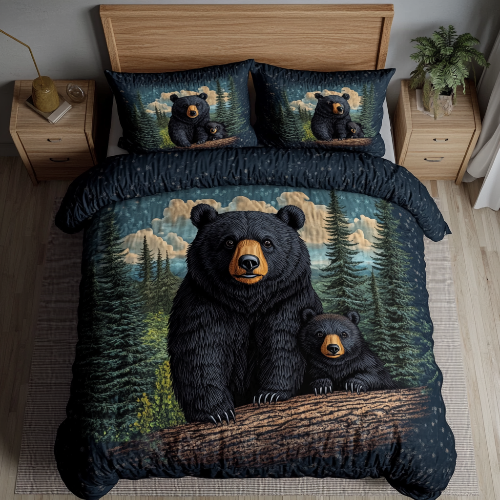 Rustic Bear Quilted Bedding Set Bedroom Decorations Gifts For Wildlife Enthusiasts