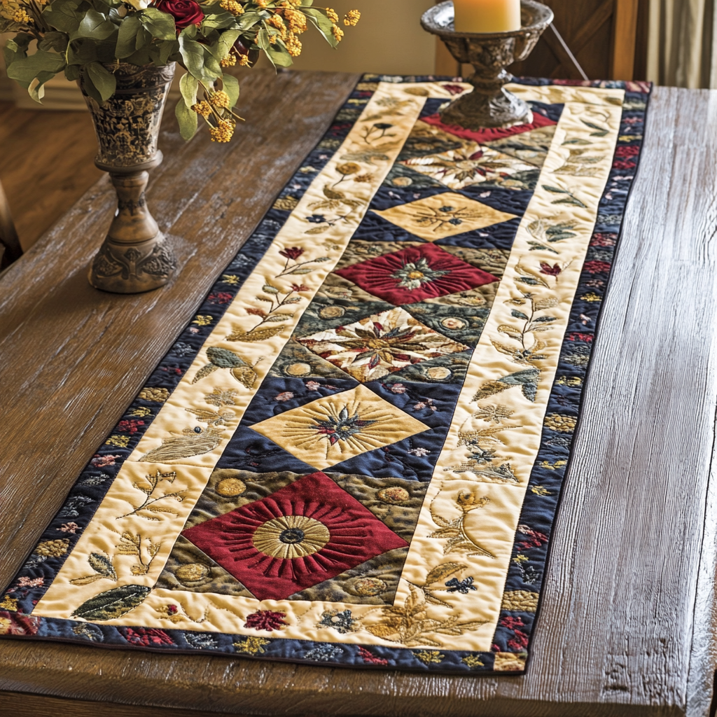 Rustic Beauty Quilted Table Runner Dining Table Decor Native American Gift Ideas