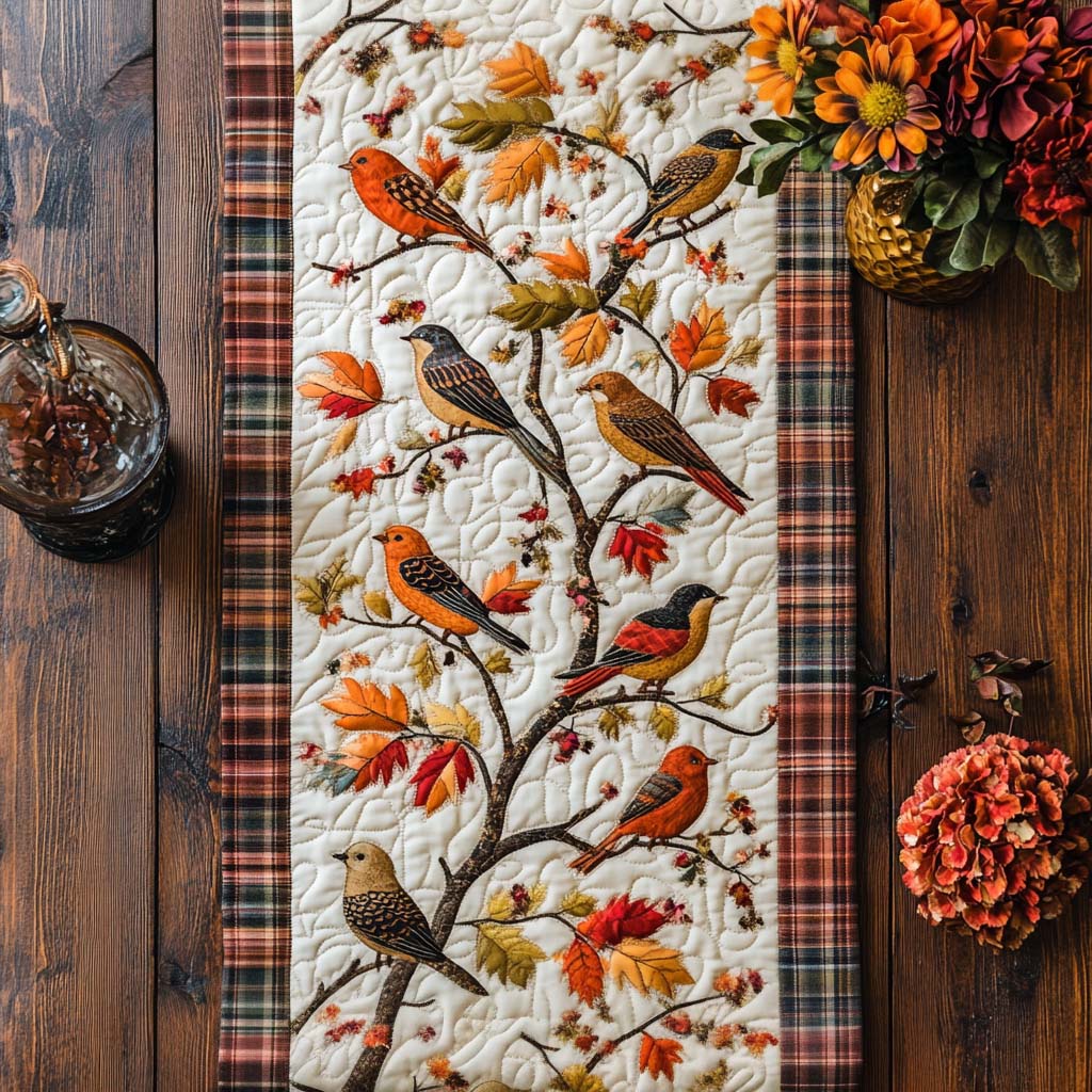 Rustic Bird Glow Quilted Table Runner Fall Table Runner Gift Ideas For Mom