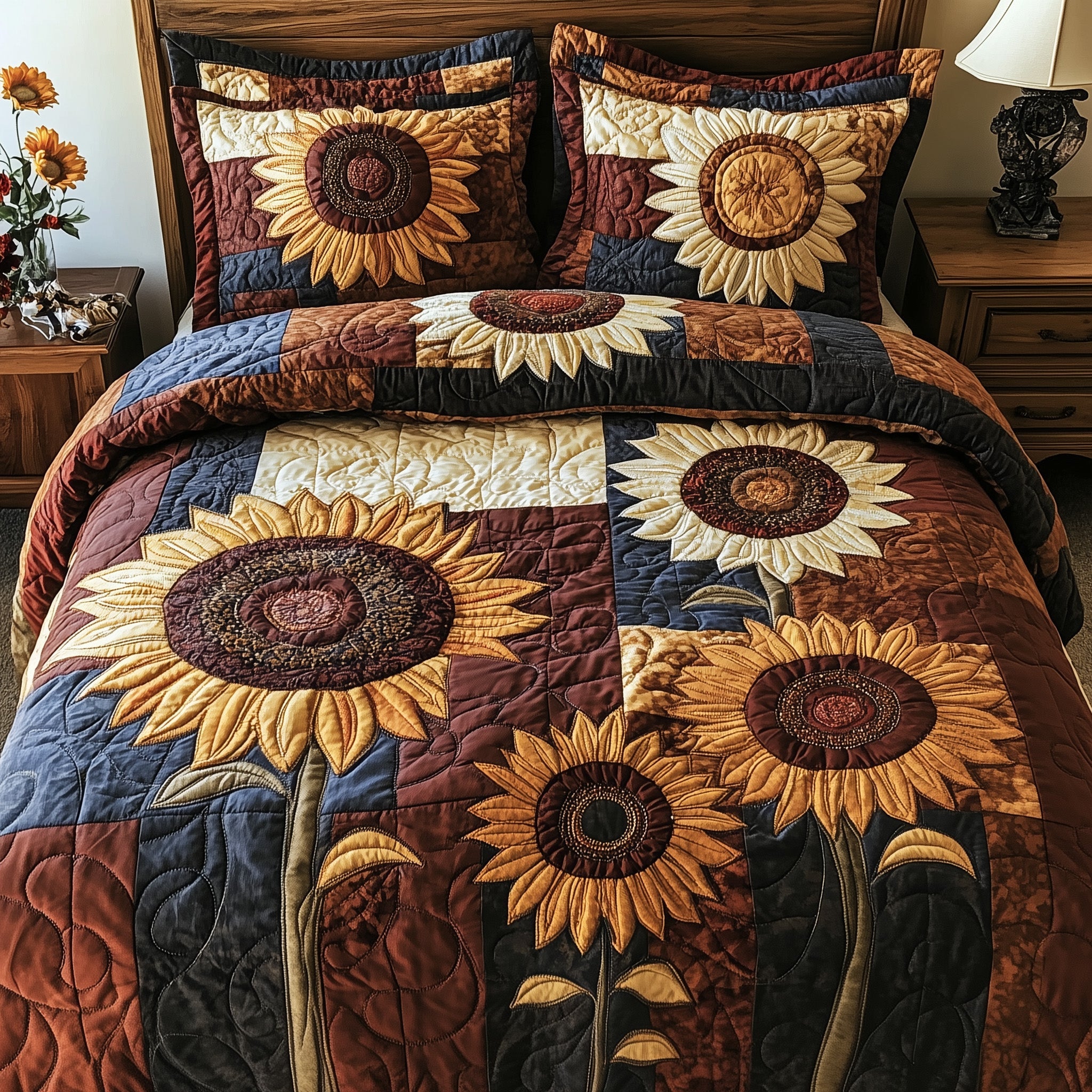 Rustic Bloom Patchwork Quilted Bedding Set Duvet Cover Bed Sheet Gifts To Give Your Mother In Law For Christmas