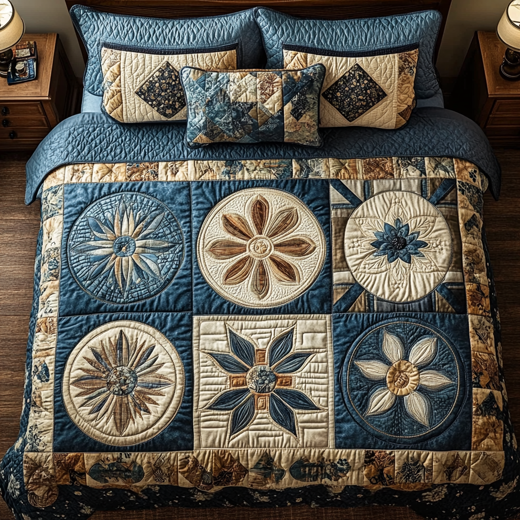 Rustic Bloom Quilted Bedding Set Perfect Housewarming Gift for a Cozy Bedroom