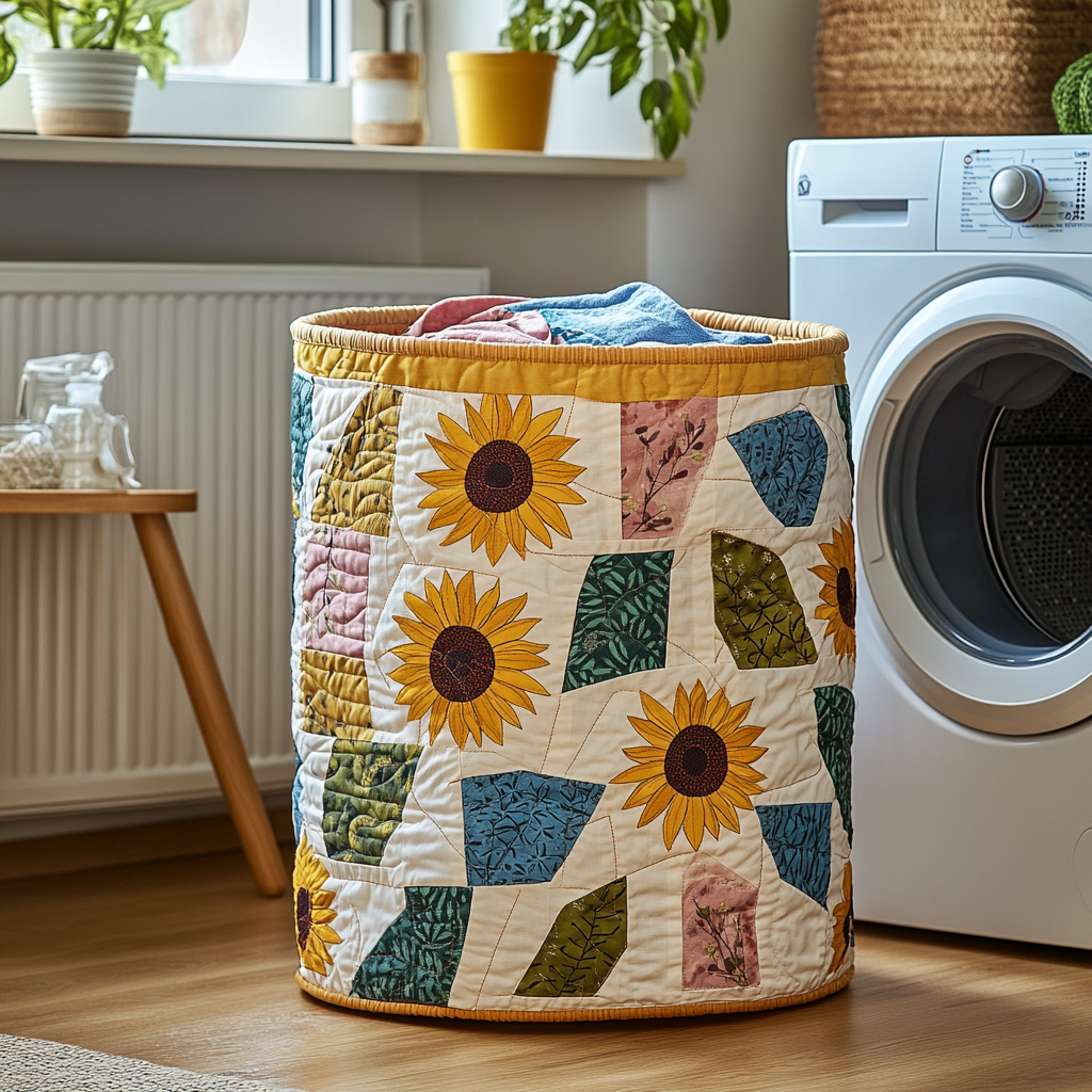 Rustic Bloom Quilted Laundry Basket Merch For Family