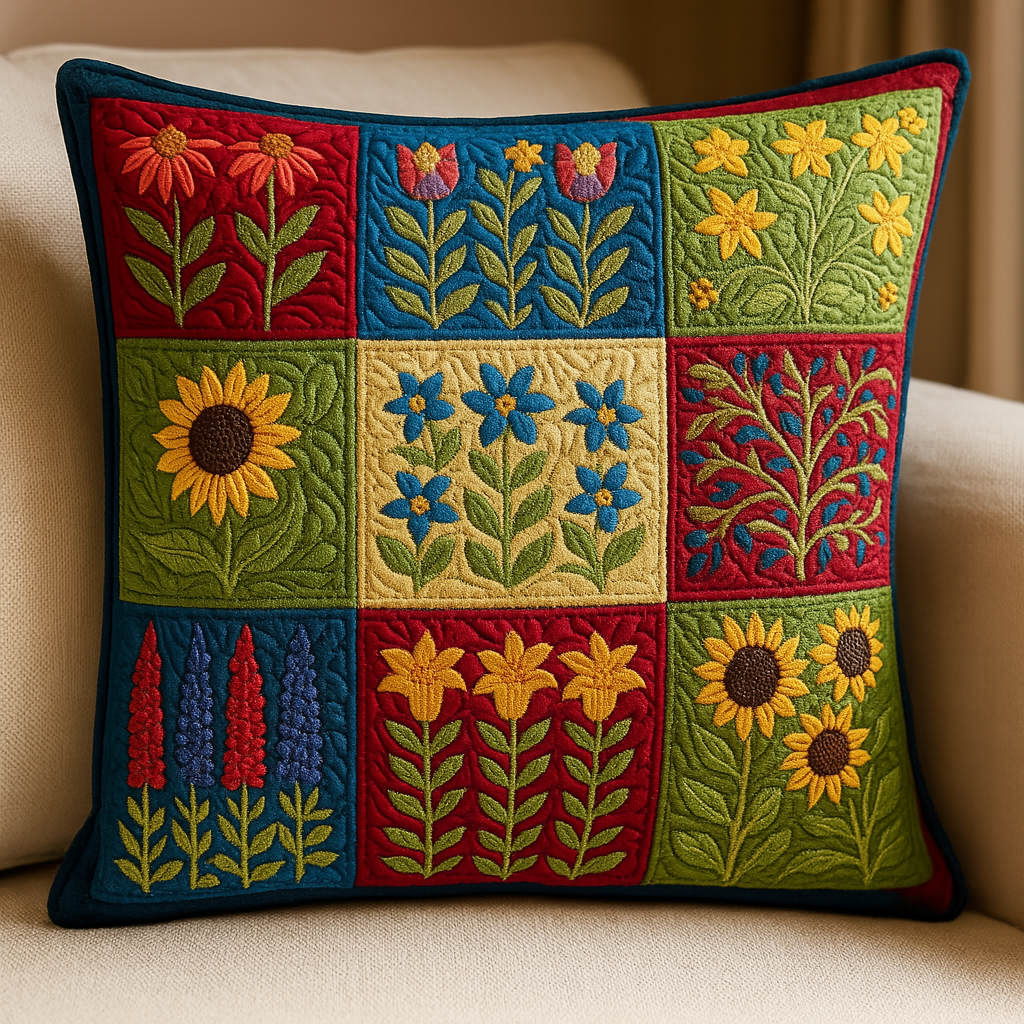 Rustic Bloom Quilted Pillow Case Christmas Tree Pillow Cover