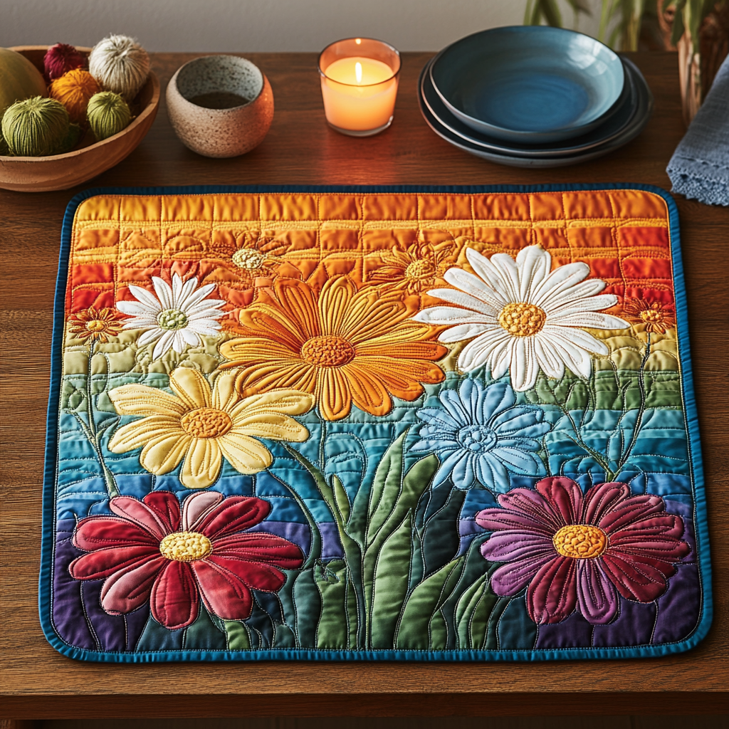 Rustic Bloom Quilted Place Mat Christmas Kitchen Decor Sunflower Gifts For Her