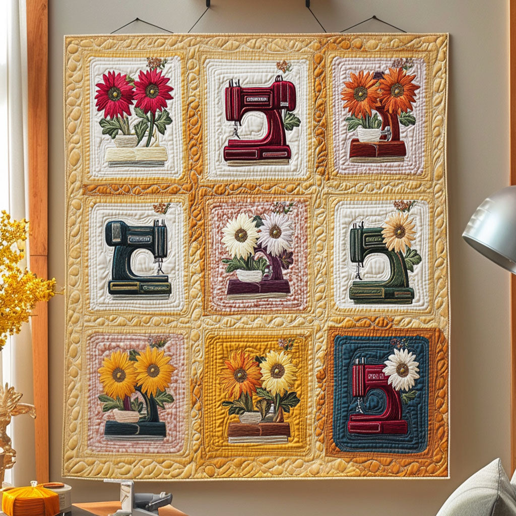 Rustic Bloom Sewing Machine Quilt Practical Quilt Blanket Gift for Comfort and Style
