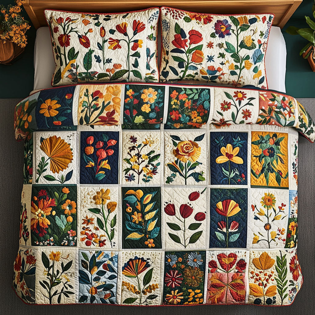 Rustic Blooms Quilted Bedding Set Holiday Duvet Covers Christmas Gifts For Flower Lovers