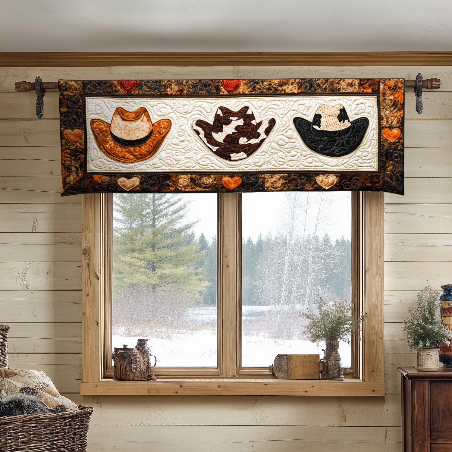 Rustic Boots Quilted Valance Western Style Window Valance Cowboy Themed Gifts for Mom