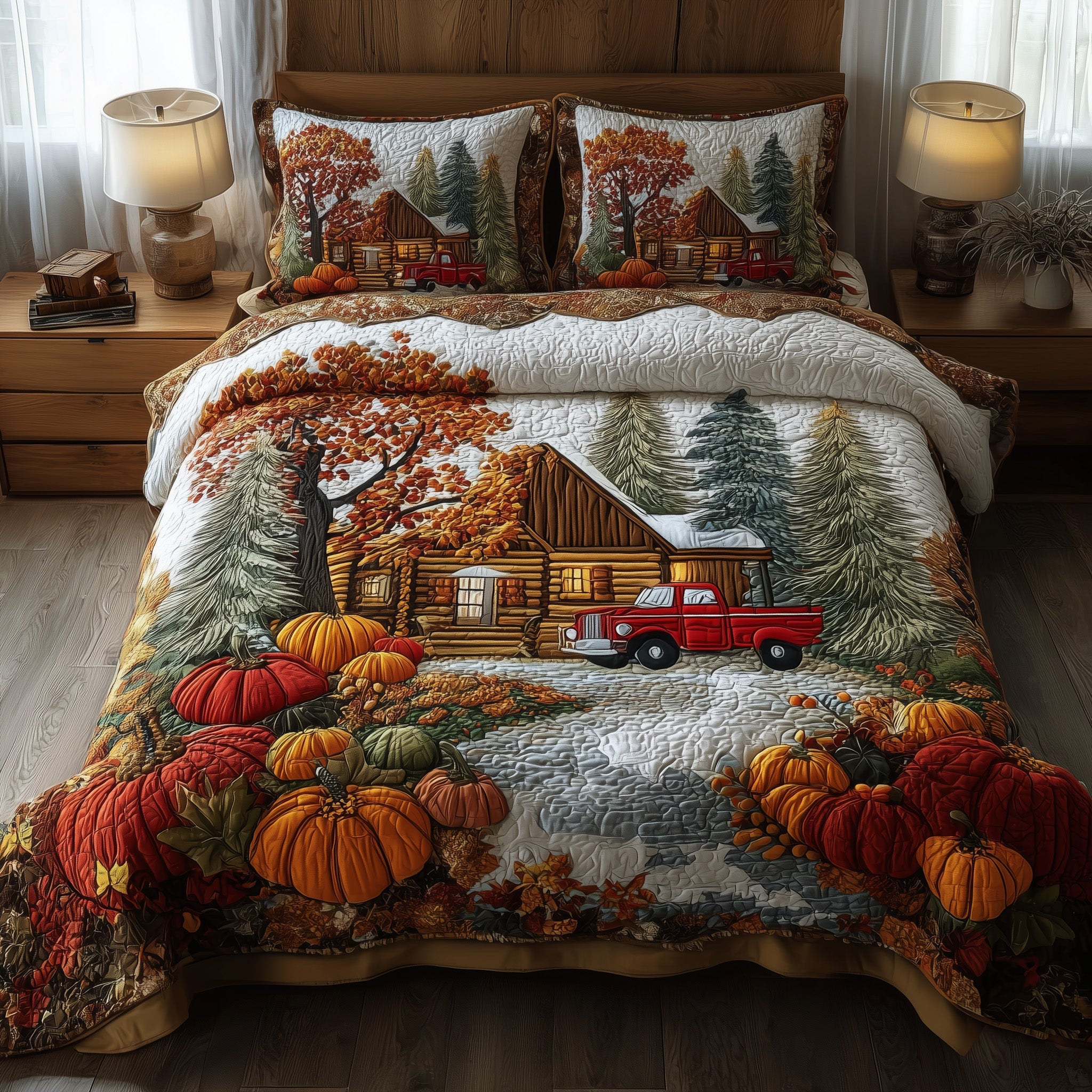 Rustic Cabin Quilted Bedding Set Bohemian Vibe