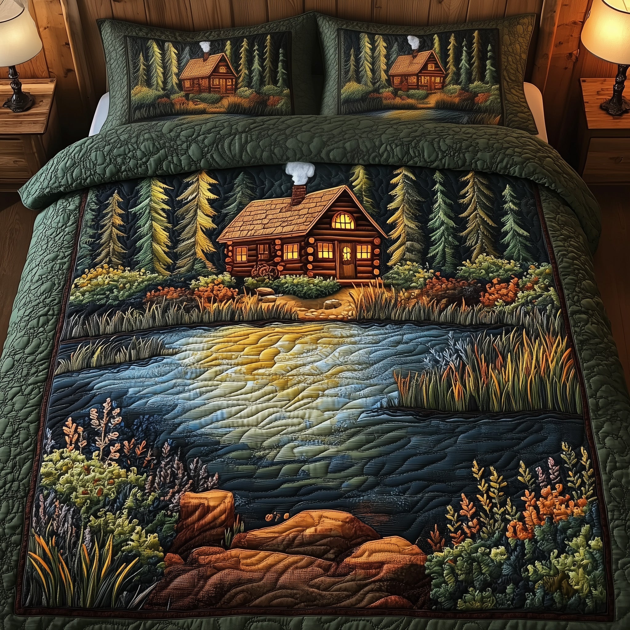 Rustic Cabin Quilted Bedding Set Duvet Cover Bed Sheet Christmas Baskets For Family