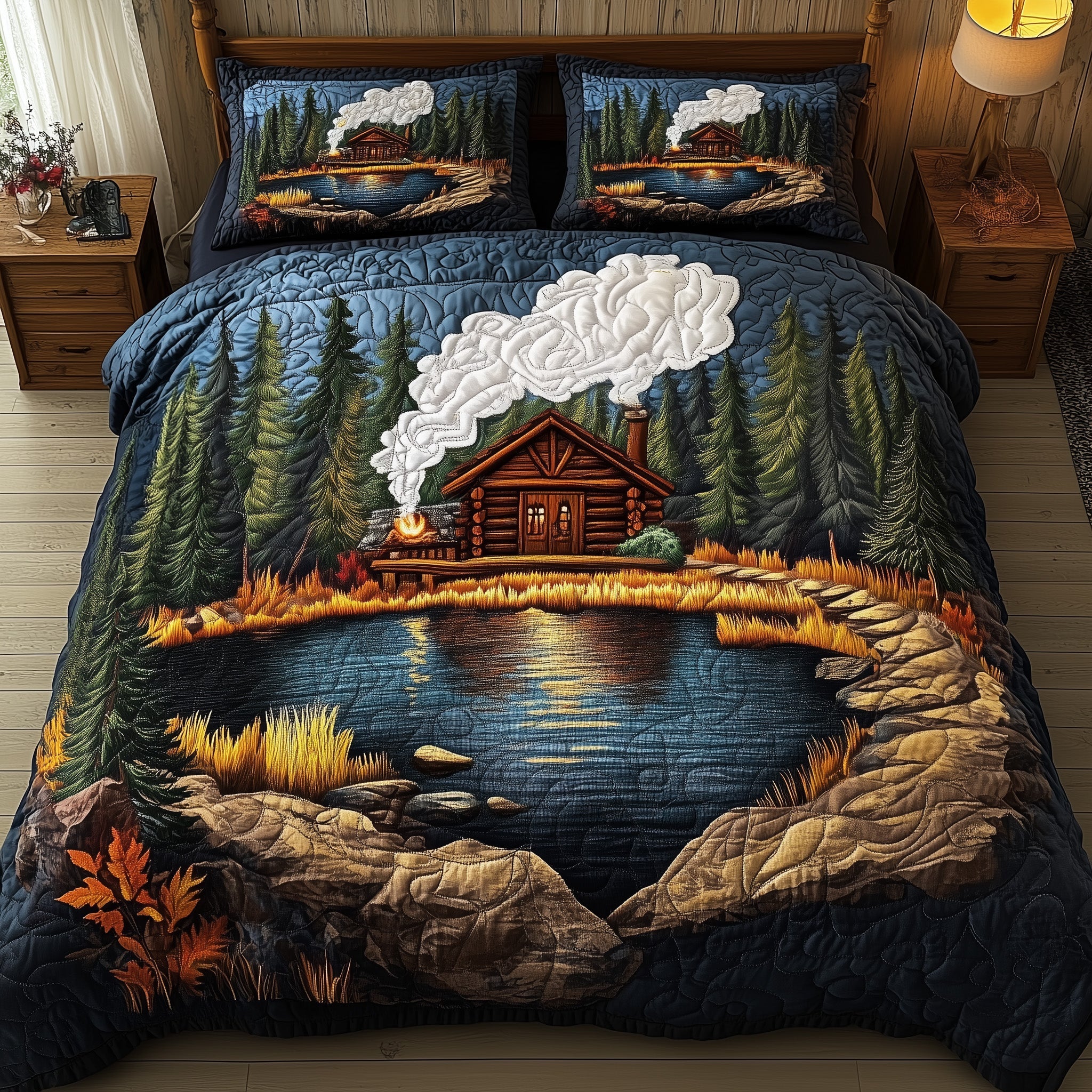 Rustic Cabin Quilted Bedding Set Duvet Cover Bed Sheet Good Christmas Presents For Mother In Law