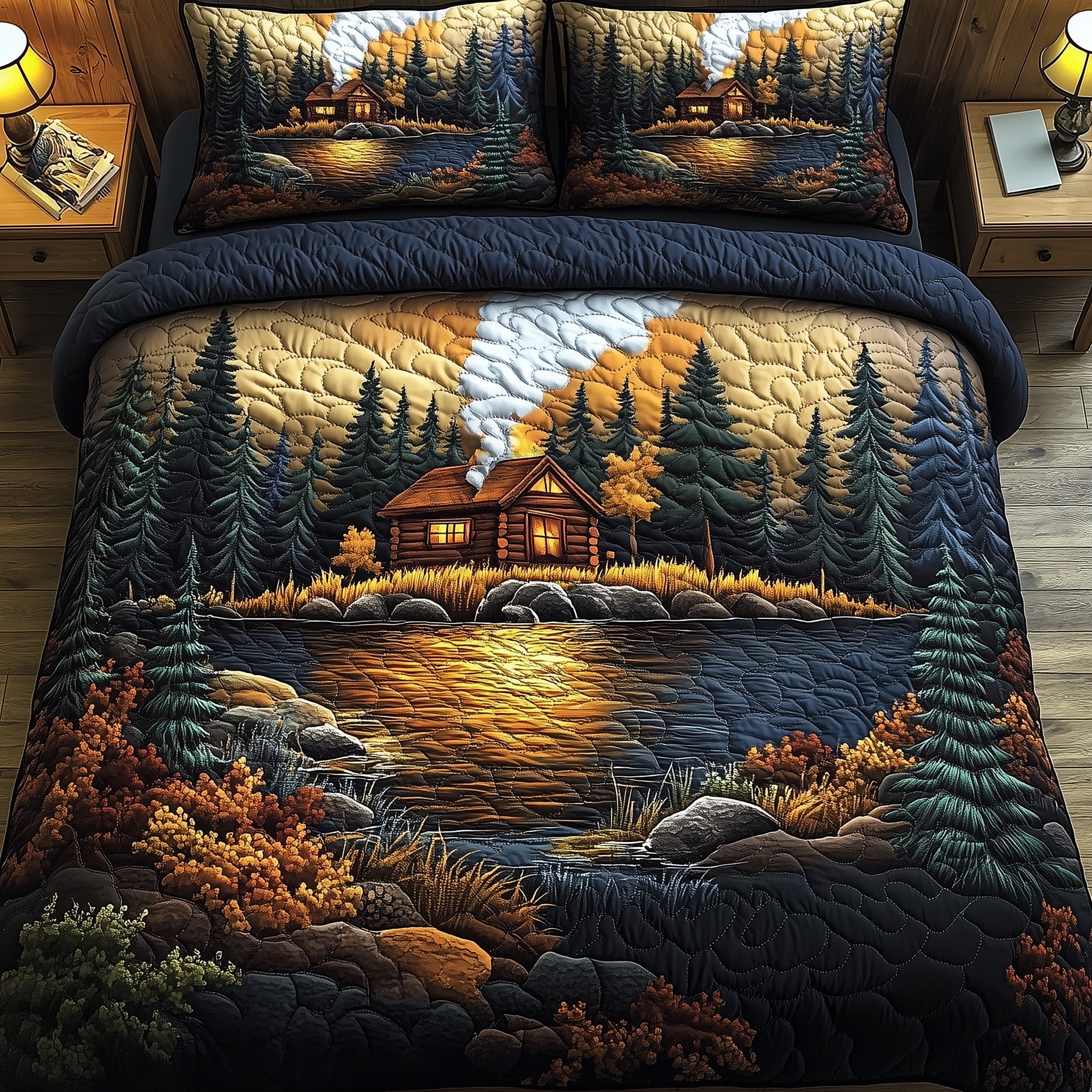 Rustic Cabin Quilted Bedding Set Duvet Cover Bed Sheet Ideas For Family Christmas Gift Basket